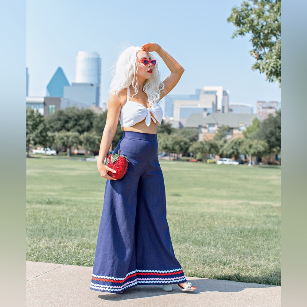 Paper London ric rac wide leg pants